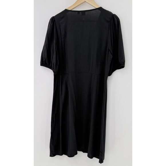 GAP Women’s Black Puff Sleeve Button Mini Dress Size L Preppy Normcore Simple - Picture 3 of 12